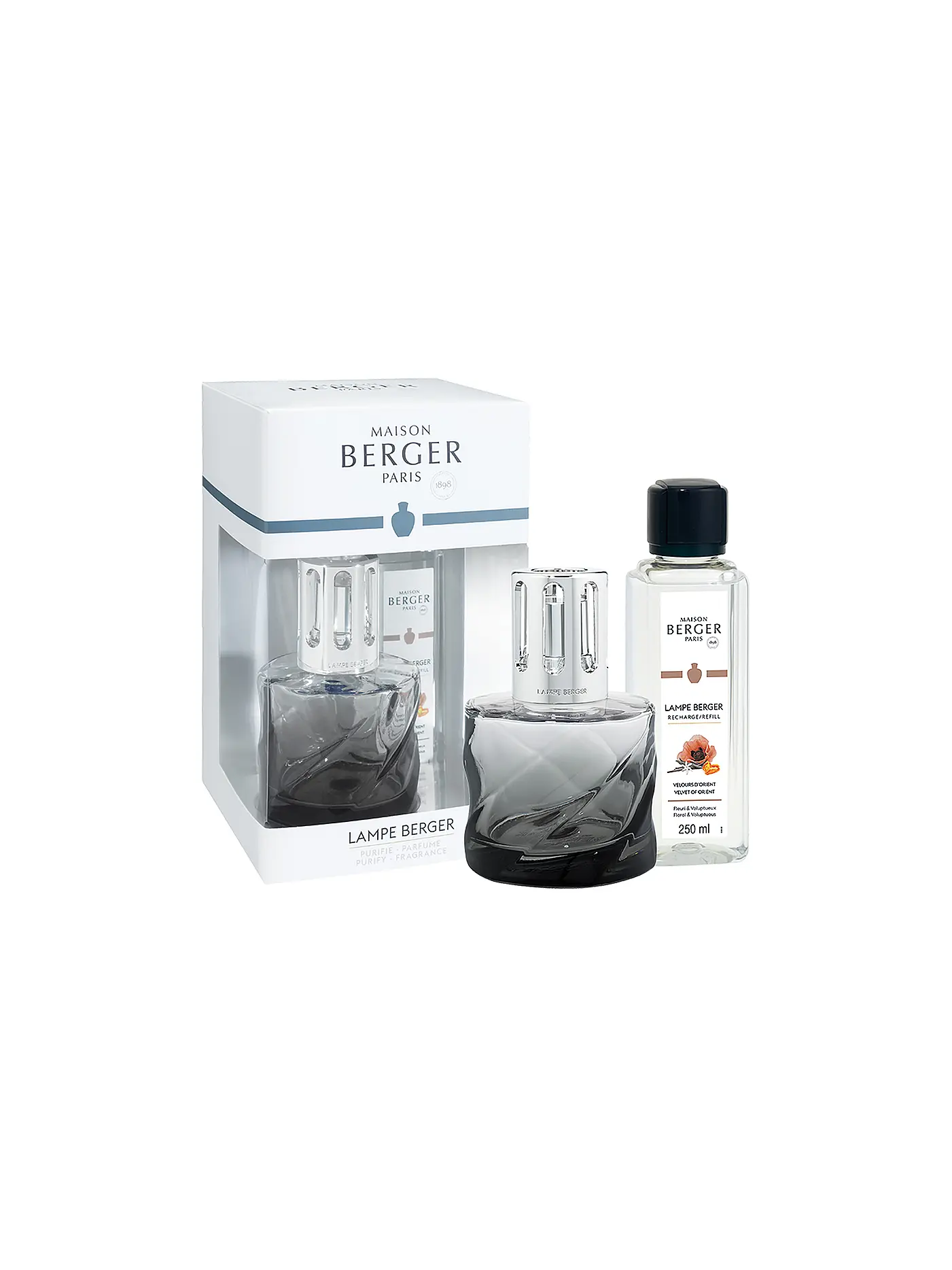 MAISON BERGER PARIS | Set Flacon Spirale Noire 250ml Velours d' Orient | 